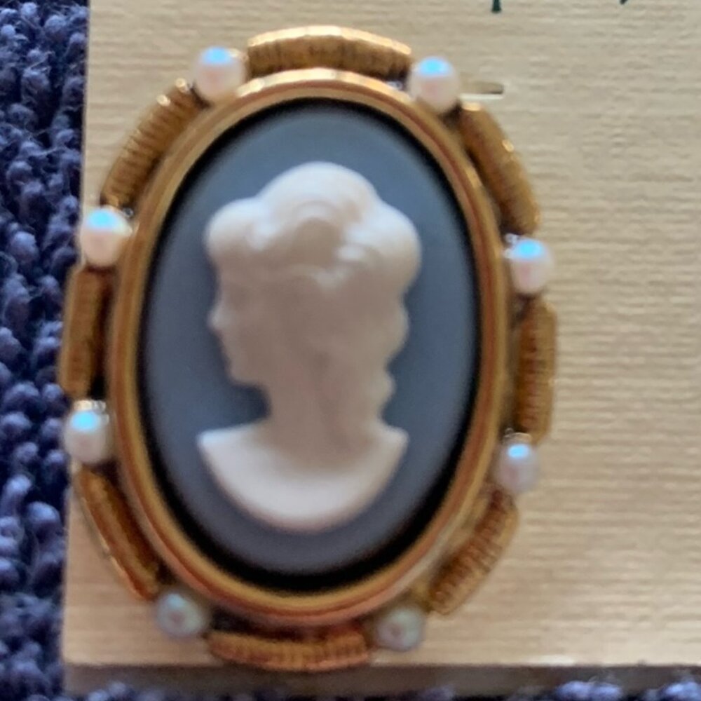 Vintage Blue CAMEO Post Earrings - Picture 4 of 6